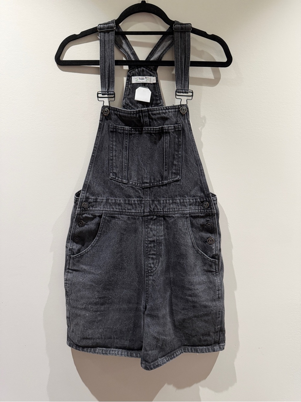 twik Black Washed Denim Short Overalls